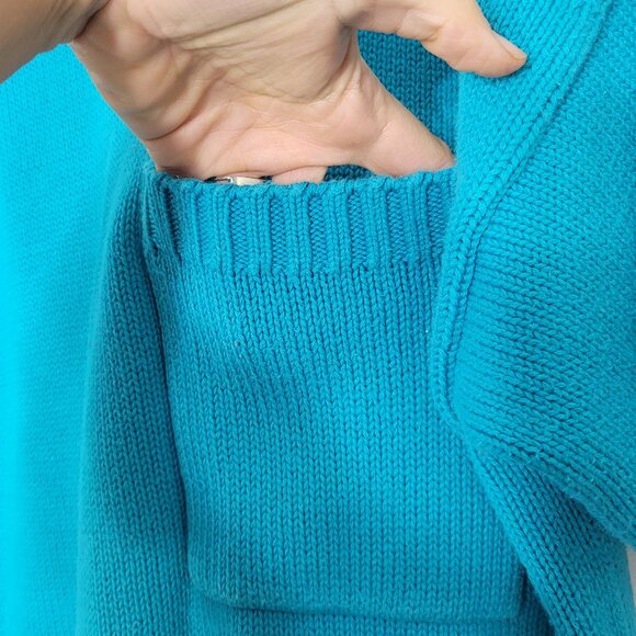 Vintage Blue 100% Cotton Collared Pocket Retro Knitted Short Sleeve Sweater Sz M - Picture 8 of 12